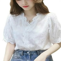 Čipka u šupljim slatkim labavim bijelim polu-vratom na pola rukava za ženska bluza s pune bluze