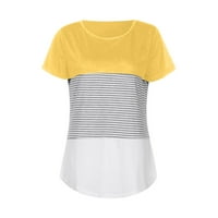 Ženski vrhovi Ljeto Rounk vrat Trostruki blok boja Stripe majica Majica s kratkim rukavima Bluza Majica