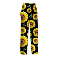 Hanas pantalone ženske ljetne printe casual labave hlače plus veličina labavih plaža Hlače Yellow XXL