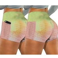 Umitay joga pantalone za žene Žene naborane Tie-boje džepovi Stretch Trčanje Fitness Yoga Hlače Bikerske