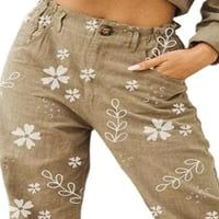 Žene plus veličine ispisane ravne casual pantalone labavi kapris