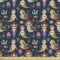 Tkanina od dvorišta, likovi sretni meduzera za morske alge za djevojke, dekorativna tkanina za tapeciranje