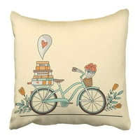 Šareni cvijet retro bicikla sa knjigama i prostorom za vaš tekst avanturistički prtljag crtić Kopiraj jastučnicu