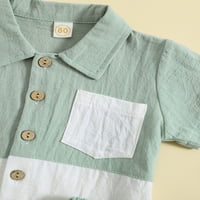 Qinghua Toddler Baby Boys Dugme za odjeću niz kratki rukav Kontrast Kontrast Košulje od punog džepa