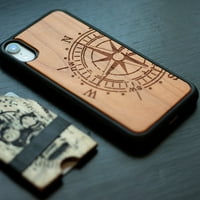 Kompas Jedinstveni urezani drveni futrov za iPhone
