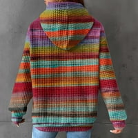 Pyju Jesen modni hoodie za žensko čišćenje, vafle pletene slobodne udobne praznične pulover Boja blokiranje