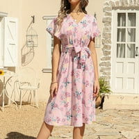 Ženske haljine modni ljetni casual zavoj cvjetni ispis kratkih rukava haljina proljeće ljetne haljine
