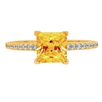 1.66ct princeza rez žuta prirodna citrina 14k žuta zlatna godišnjica zaručničke prstene veličine 4