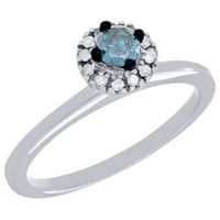 Blue Solitaire Sterling srebro sa okruglim dijamantnim angažmanom Vjenčani prsten CT