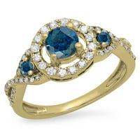 DazzlingRock kolekcija 0. Carat 10k plavi i bijeli dijamantni kamen halo vintage zaručni prsten, žuto