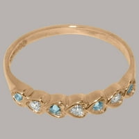 Britanci napravili 14k ružičarski zlatni prsten sa kubnim cirkonijom i prirodnim akvamarinskim ženskim