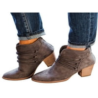 Kesitin Womens Boots patentni čizme Chunky Heel Block Heels Bootie Casual Comfort kratki čizči Formalni