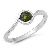 Crni simulirani opal okrugli zatezanje zvona sterling srebrne veličine 9
