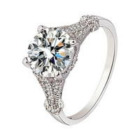 Ženski cirkonski prstenovi modni nakit prstenovi okrugli rez pasijans prstenovi