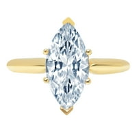 2. CT sjajan markiza Clear Simulirani dijamant 18k žuti zlatni pasijans prsten sz 6