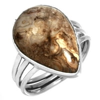 Prirodna luda čipkasti ručno rađeni prsten od čvrstog sterlinga srebra