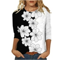 Ženski vrhovi i bluze casual bageriran trendi cvjetni uzorak Ispis ljetnih rukava majice labavo svjetlo udobnosti pulover majica crna m
