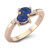 4x kruška plava safir Sterling srebrna ruža Vermeil bypass dva kamena ženska zaručnički prsten