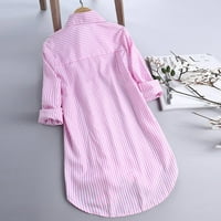 Ženski bluzes Dugme-down Ženski plus rukav labav puni ljetni Henley majice na vrhu ružičaste xxxl