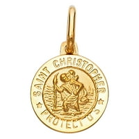 14k žuto zlato St. Christopher Zaštitite američku vjerski šarm Privjesak sa Bo lancem ogrlicama - 20