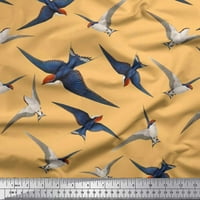 Soimoi narančasta pamučna kambrska tkaninska tkanina Flying Woodpecker ptica otisnuta tkaninom širom