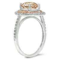 2.47ct okrugli rez smeđi šampanjac simulirani dijamant 18k bijeli ružin zlato graviranje godišnjice