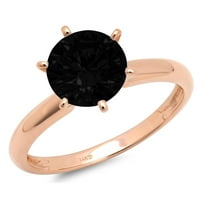 1.0ct okrugli rez crni prirodni ony 14K ružičasto zlatne obljetnice za angažman prsten veličine 10.5