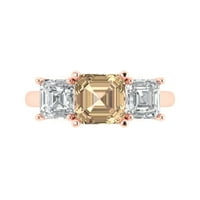 4. CT sjajan kvadral smaragdni Clear Simulirani dijamant 18k Rose Gold Trobotan prsten s 11
