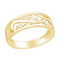 Jali rezani prsten 14k žuto zlato preko srebra sterlinga