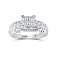 Dijamantna princeza žuto-tonski sterling srebrni okrugli dijamantski klaster bridalni vjenčani zaručnički prsten CTTW