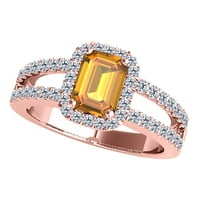 Aonejewelry 10k Rose Gold Gemstone i dijamantni prsten 2. CTTW prirodni citrinski i bijeli dijamanti