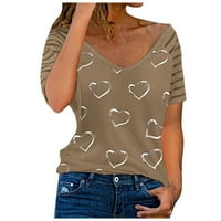 Žene vrhovi ženske casual labave košulje kratki rukav modni srčani tisak The majice Tee