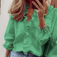 Luiyenes ženski ljetni V-izrez casual majica s kratkim print rukom Top solid haljina rufff ženska bluza