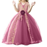 Djevojke haljina princeza haljina bez rukava duga haljina cvjetna djevojka vjenčanica haljina Model