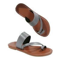 DPySeserensio Ležerne prilivne ravne sandale Retro Beach Style Sandale i papuče Velike veličine Ženske cipele Grey 9