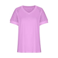 Clearsance Majice od punog boja za žene Nepravilne vrhove hem za žene Žene Ljetne vrhove V izrez T majice