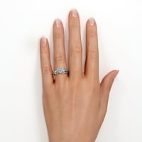 Dizajn lista grana -. Carat Okrugli oblik Moissine - Postavke prong - Set za vjenčani prsten - 18K bijelo