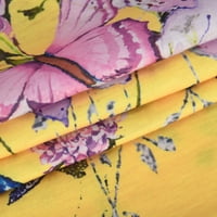 Ernkv ženska ljetna modna slobodna udobna vrhova Clearence cvjetni tiskovi kratki rukav majice V izrez košulje Elegantne casual retro opuštena odjeća žuta s
