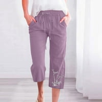 YieVot ženske posteljine pantalone sa džepovima Loasing Clearians Elastic nacrtane hlače modne ležerne