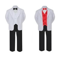 5- formalno crno bijelo odijelo set crveni luk kravate prsluk dječak za bebe