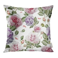 Šareni cvjetni uzorak s akvarelom Realistični ružičani zeleni cvijet apstraktni jastuk navlaka za jastuk