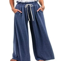 Sanviglor Women pantalone Solidne hlače u obliku slova u obliku palika palazza pantalona na dnu plaža
