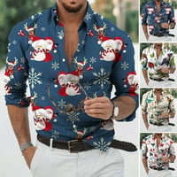 AERDream Muška jesenska majica Termički šareni print stilski snježni pahuljica uzorak Muška Božićna