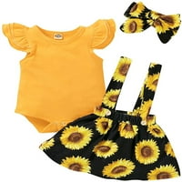 Novorođena dječja djevojka odijelo ruffle romper vrhovi + suknja od suncokreta, suknja za sunčanje +