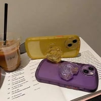 Slučaj telefona kompatibilan sa iPhoneom 14, slatka 3D Clear Purple Love Heart Diamond Glitter Stil