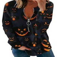 Bomotoo žene labave Halloween vrhove V izrez casual pulover Rad slatki bluza s dugim rukavima crna m