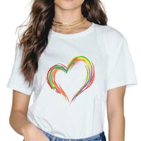 Heart Rainbow Flag Women Modni kratki rukav Okrugli vrat LGBTQ Poklon poklon majica