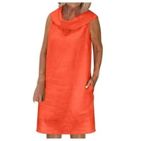Haljine za žene ženke V-izrez bez rukava i bljeskalice kratkih ljeta Fit & Flare Chemise Orange L