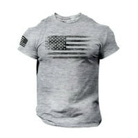 Majice za majice za muške, muške američke zastave Majice Patriotski tee kratki rukav, aspektarni trening mišići T majice siva 4xl