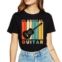 Klasična giter košulja ženske gitarske majice Funny muzički instrument grafički kratki rukav na vrhu ljetnog kravaka crno
